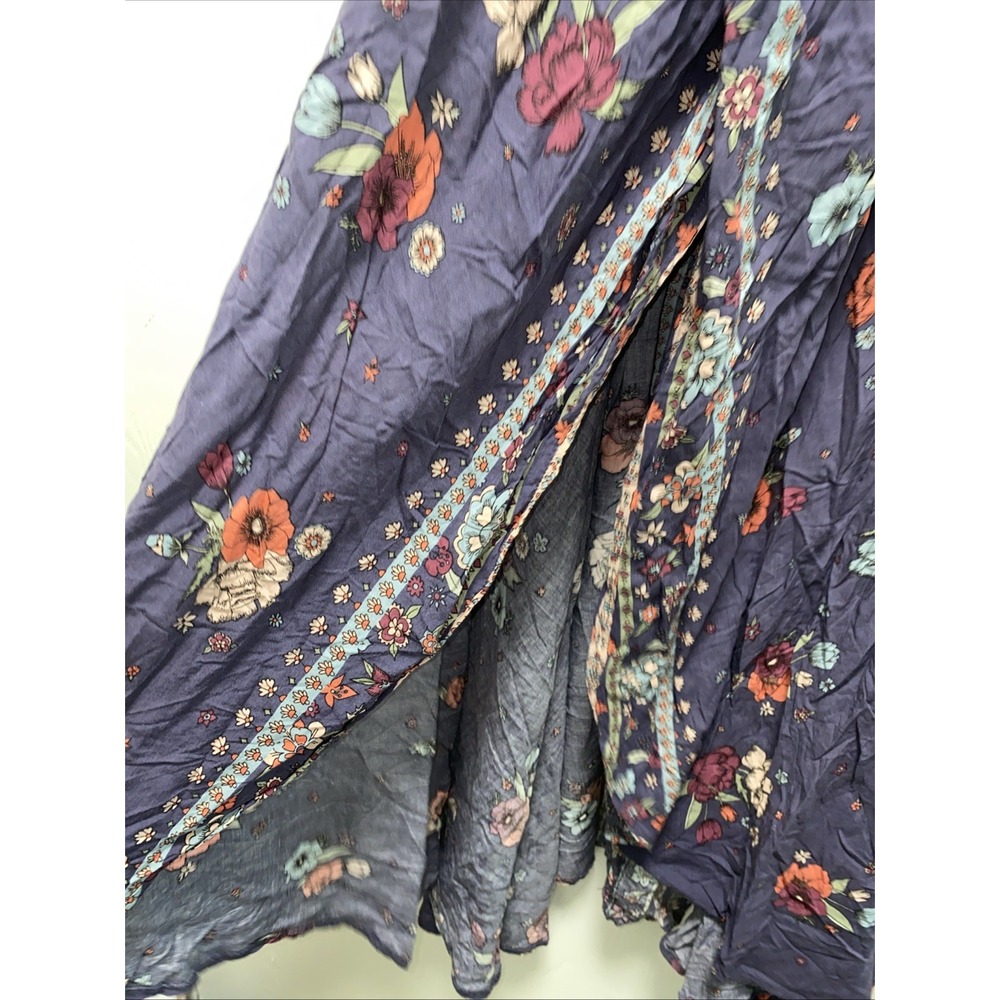 Jaase Small Blue Purplish Floral Boho Off Shoulder Smocked Midi Dress Beautiful - Picture 5 of 11
